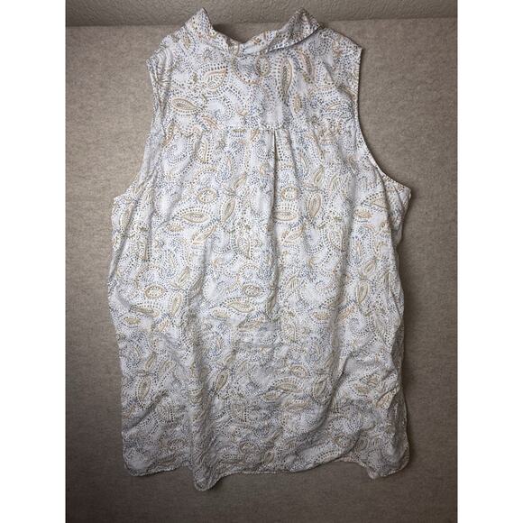 Rachel Ashwell 100% Linen Shirt Dress 3X Paisley Print White Green Blue Tan - Picture 7 of 10